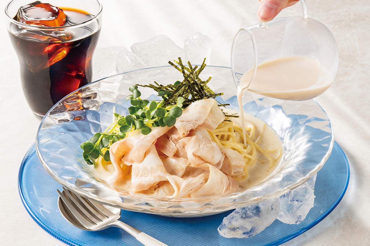 冷しゃぶの出汁パスタ